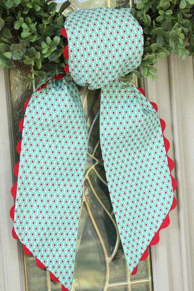 Green & Red Ric Rac Christmas Wreath Sash