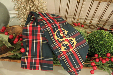 Green Christmas Plaid Wreath Sash