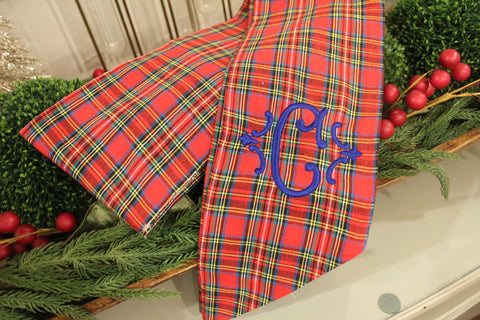 Red Tartan Christmas Plaid Wreath Sash