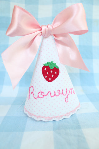 Strawberry Scalloped Mini Party Hat w/ Bow