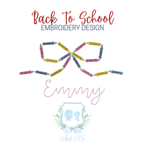 Back to School - Girls Shirt - Crayon Bow Embroidery Design