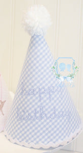 Blue Gingham Party Hat