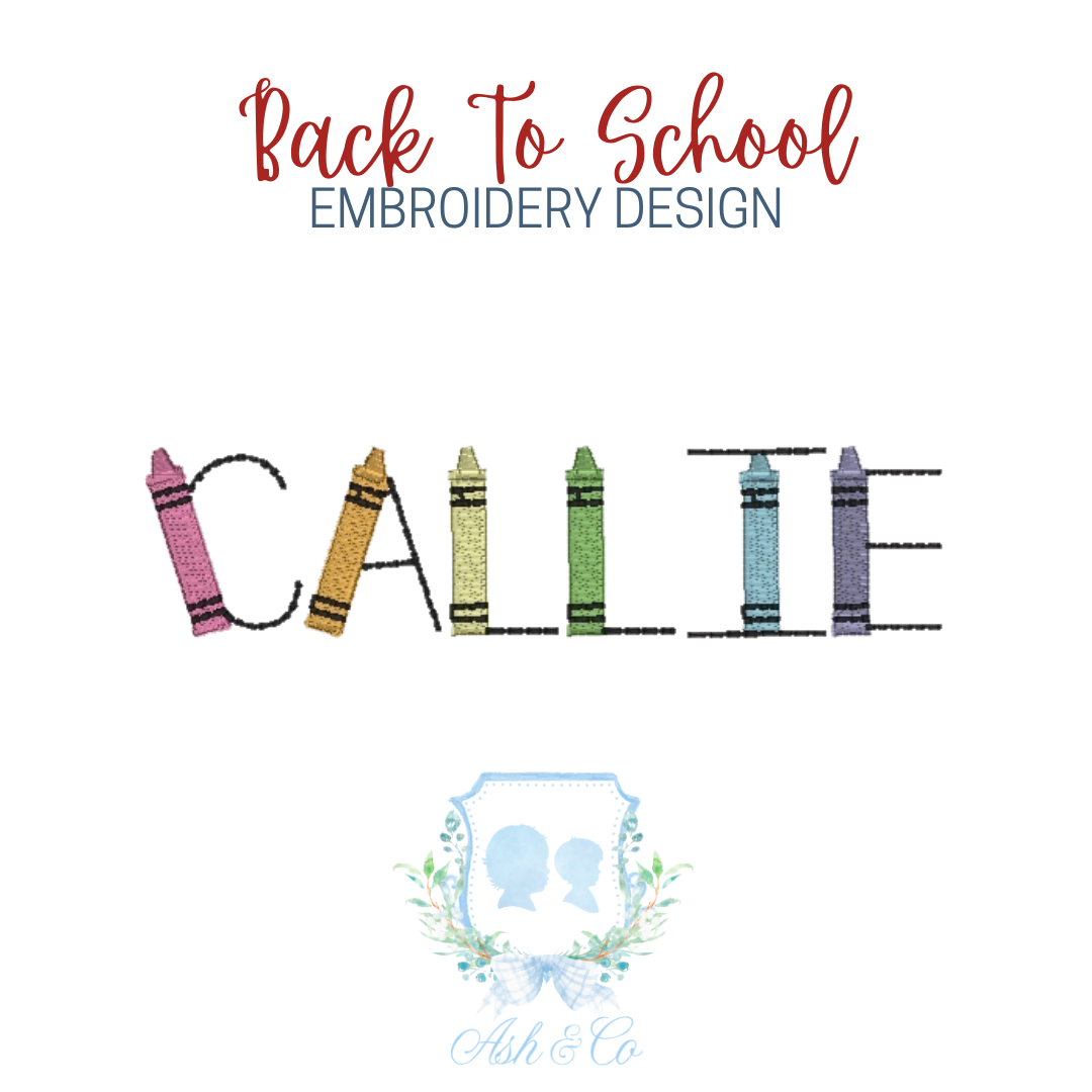 Back to School - Girls Shirt - Crayon Name Font Embroidery Design