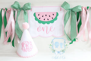 Watermelon Theme Birthday Banner/Hat Set